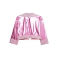 thumbnail image 6 of Hansber Kids Girls Shiny Metallic Long Sleeve Jacket Hip Hop Jazz Dance Crop Top Rave Party Festival Coat Outerwear Pink 10, 6 of 7