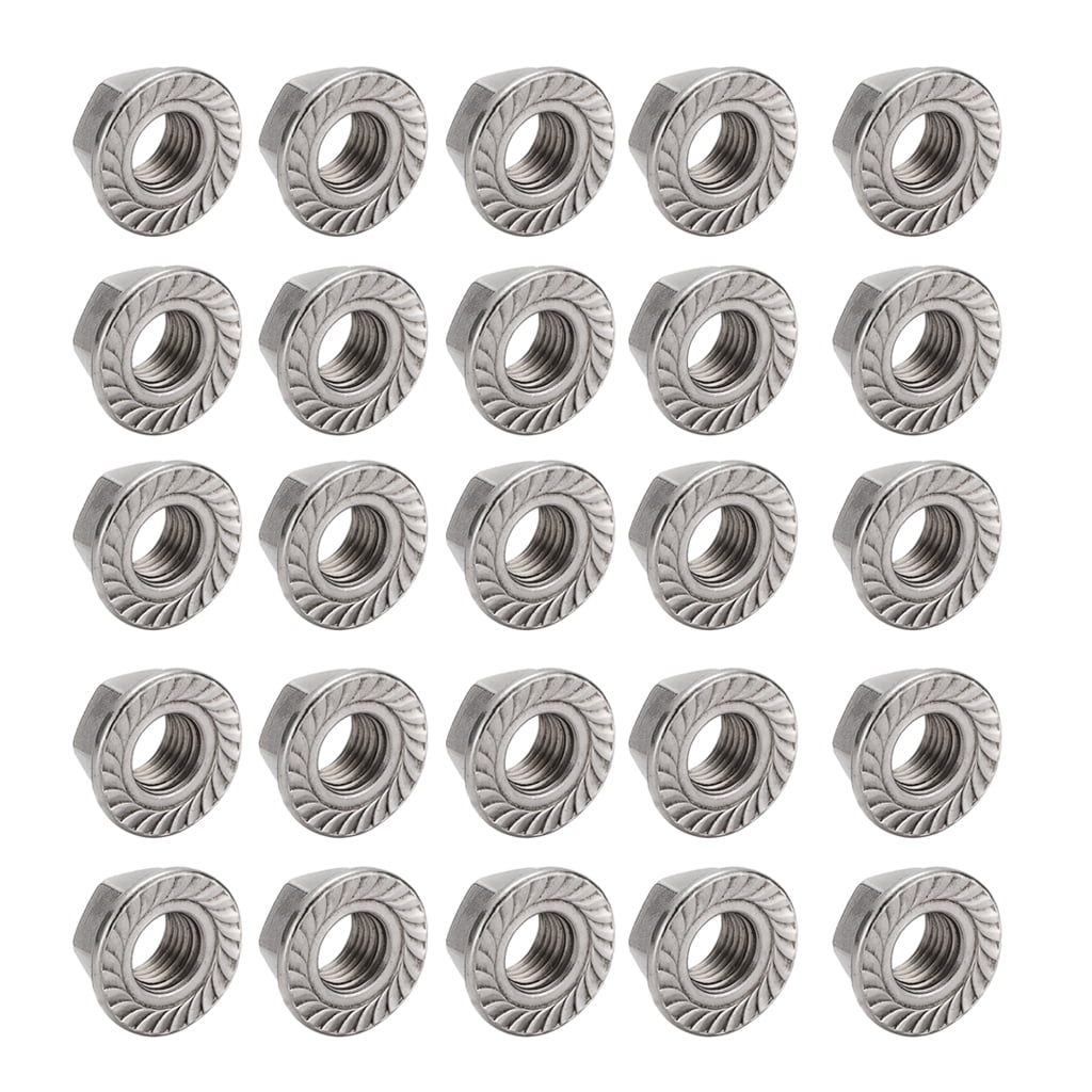 20pcs Metric M6 304 Stainless Steel Hex Head Serrated Spinlock Flange Nuts 