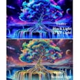 thumbnail image 4 of Gojian Blacklight Tree of Life Tapestry UV Reactive Waterfall Tapestry Galaxy Space Aesthetic Tree Wall Tapestries Colorful Starry Sky Tapestries Wall Hanging for Bedroom, 4 of 6