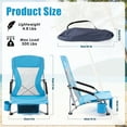 thumbnail image 2 of Honeilife Low Folding Beach Chairs for Adults, Portable Lightweight Chair with Cup Holder Mesh Back Lawn Chair with Carry Bag for Outdoor Camping Concert Travel, 2 Pack, Blue, 2 of 7