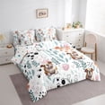 thumbnail image 3 of Homewish Cute Dog 7 Pieces Bedding Comforter Set for Teens Boys Girls,Flower Animal Full Bedding Set Lightweight,Dreamy Princess Fitted Sheet Flat Sheet,Ultra Soft Home Decor,Reversible, 3 of 8