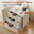thumbnail image 2 of Aufeile Nightstand Set of 2 for Bedroom, Modern Fluted Nightstands with Charging Station, 3 Drawer Wood Bedside Table & End Tables for Bedroom, Living Room, White Oak, 2 of 7