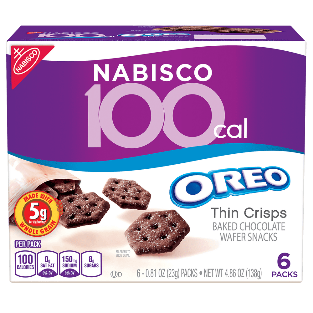 Nabisco 100 Cal Oreo Thin Baked Chocolate Wafer Crisps, 0.81 Oz., 6
