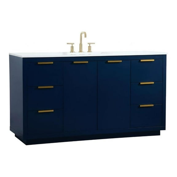60 inch single bathroom vanity in blue