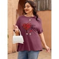 thumbnail image 3 of XCHQRTI Womens Plus Size Love Heart Tshirt Rolled Sleeve Graphic Tee Flowy Casual Blouse Top, 3 of 6