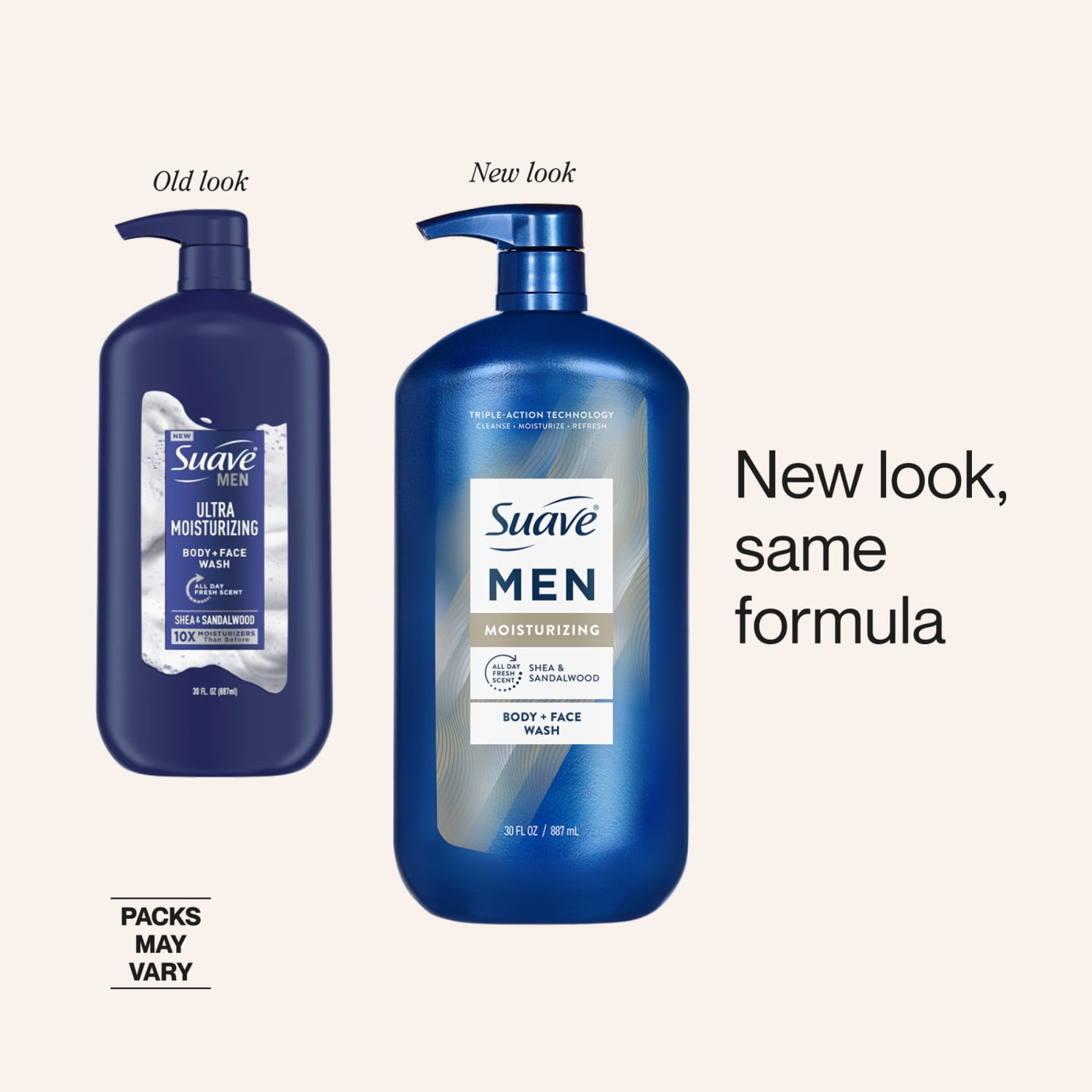 (3 pack) Suave Men Moisturizing 2-in-1 Body & Face Wash with Glycerin & Vitamin E, 30 FL OZ