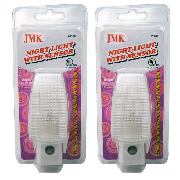 2 x Night Light Automatic Sensor Plug In Lite Round Lamp Power Wall Nighlight !!