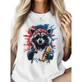 thumbnail image 2 of Women's T-Shirt Raccoon Hot Dog American Short Sleeve Casual Tee Classic Crew Neck T Shirt for Women White, 3XL, 2 of 7