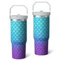 thumbnail image 2 of 1pc Mermaid 30oz Tumbler with Straw & Handle - Insulated Stainless Steel Cup | Holiday Gift for Man Women (Christmas, Valentine's, Birthday), 2 of 7