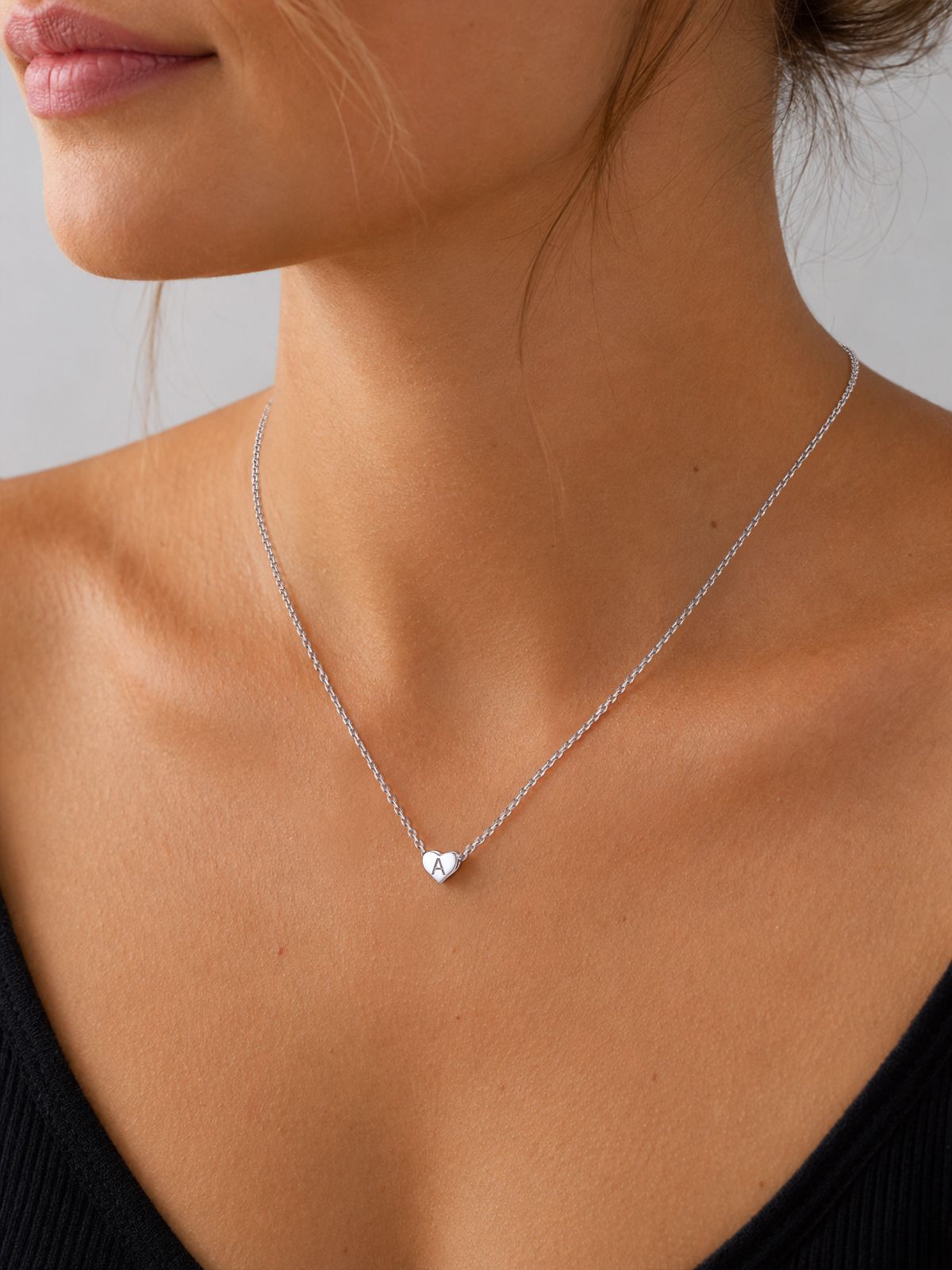 Silvora Initial Heart Pendant Sterling Silver Necklace photo 2