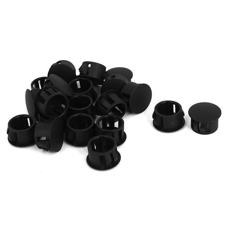 Black Plastic Round Snap In Mounting 14mm Panel Hole Cover 20pcs