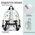thumbnail image 5 of White Cartoon Dinosaurs Leaves Footprints Cute School Backpack Bag for School with Padded Back and Adjustable Shoulder Straps 15.25"x11.5"x5.25", 5 of 5