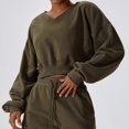 thumbnail image 3 of Women Two Piece Outfits Tracksuit Half Zip Lapel Cap Sleeve Sweatshirt High Waist Drawstring Shorts Set Sweatsuit, 3 of 6