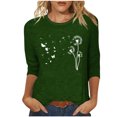 thumbnail image 1 of Tops de Cuello Redondo para las Mujeres Moda Impresa 3/4 Mangas Blusa Casual Top, Estante de Imitación, 1 of 5