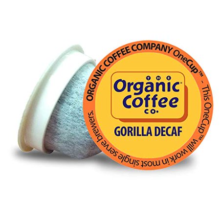 Organic Coffee Co. OneCUP Gorilla DECAF 12 Ct Natural Water Processed Medium Light Roast Compostable Coffee Pods  K Cup Compatible including Keurig 2.0