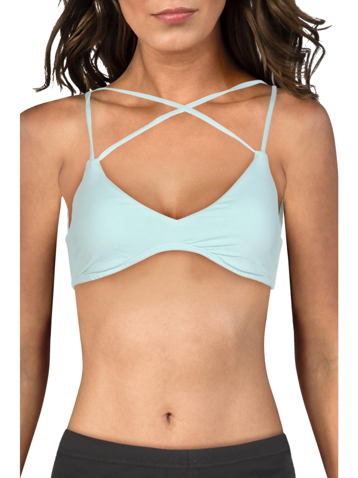 Bikini Lab Womens Solid Strappy Bralette Bikini Top