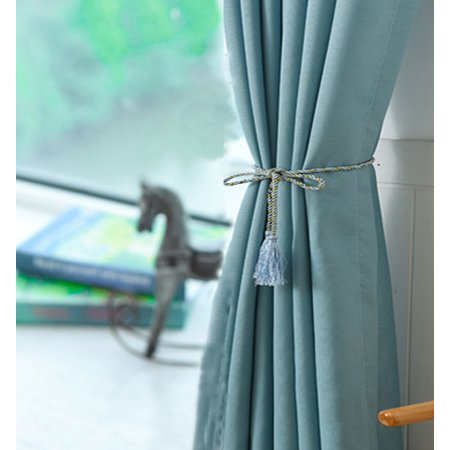 1pcs Light Blue Plain Velveteen Simple Cloth Window Curtains