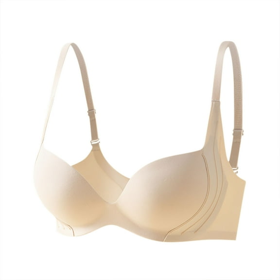 Guluxicc Balconette for Women No Underwire Push Up Bralette Wireless Comfort Bras, Beige, L