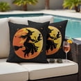 thumbnail image 4 of Halloween Outdoor Waterproof Pillow Covers, Broom Riding Black Witch Cat Orange Fall Moon Decorative Square Throw Pillowcase Sofa Cushion Sham for Patio/Couch/Chair, 20"x20" 2 Pack, 4 of 8