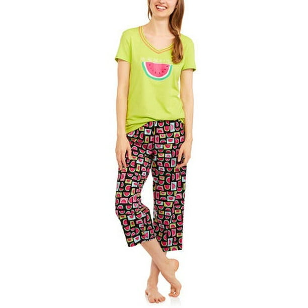 Secret Treasures St Ladies Opp Ss Vnk Pj Set Watermelon Walmart Com Walmart Com