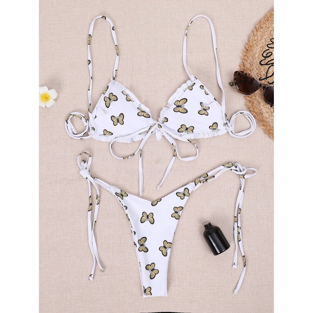 Traje De Baño Bikini, Hermoso Traje De Baño Bikini De 2 Piezas Patrón De Mariposas Para Playas ANGGREK Otros