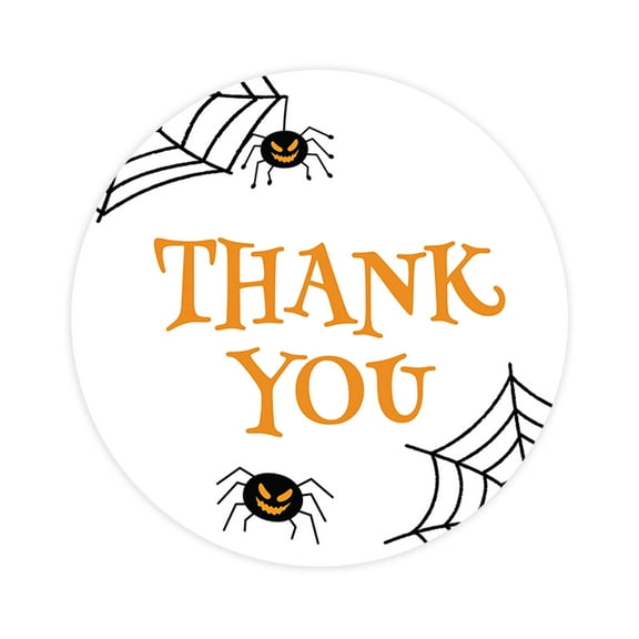 Koyal Wholesale Halloween Thank You Stickers 2 Inch Round 120 Bulk Pk Spiders and Webs Labels For Halloween Party Favors
