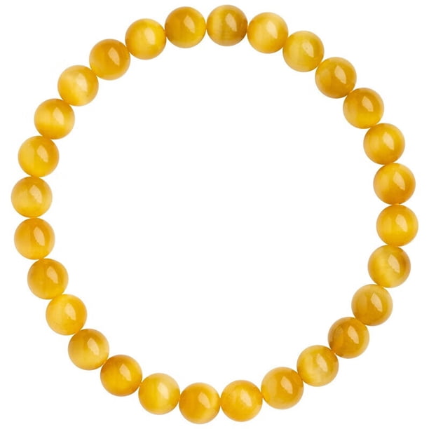 Pulsera ojo de tigre amarillo natural para mujer, cuentas redondas de 6 mm
