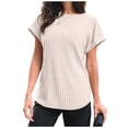 thumbnail image 3 of Neewe Basic T Shirts for Women,Crew Neck Short Sleeve Summer Shirts,Solid Loose Fit Tshirt, Plain Workout Tops, Undershirts, 3 of 3
