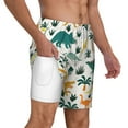 thumbnail image 3 of Goofa Dinosaurs and Tropical Leaves Printed Men's Swim Trunks Board Shorts Quick Dry Mens Swimming Trunks with Compression Liner,Breathable Fit Hawaii Beach Shorts-X-Large, 3 of 9