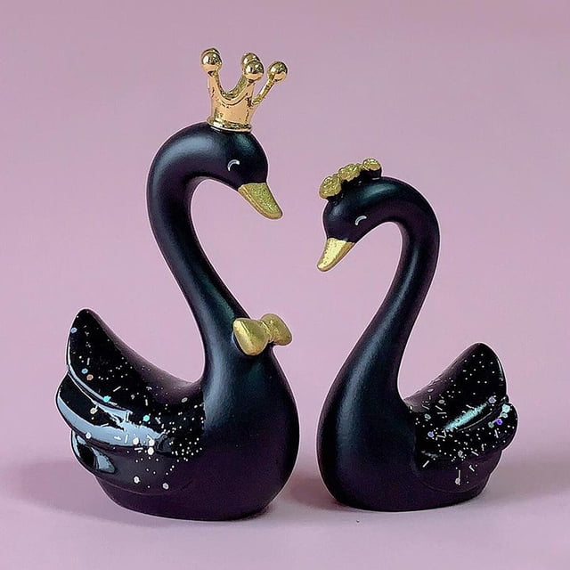 Estatua de Cisne de Resina Colco 3D Grande Negro