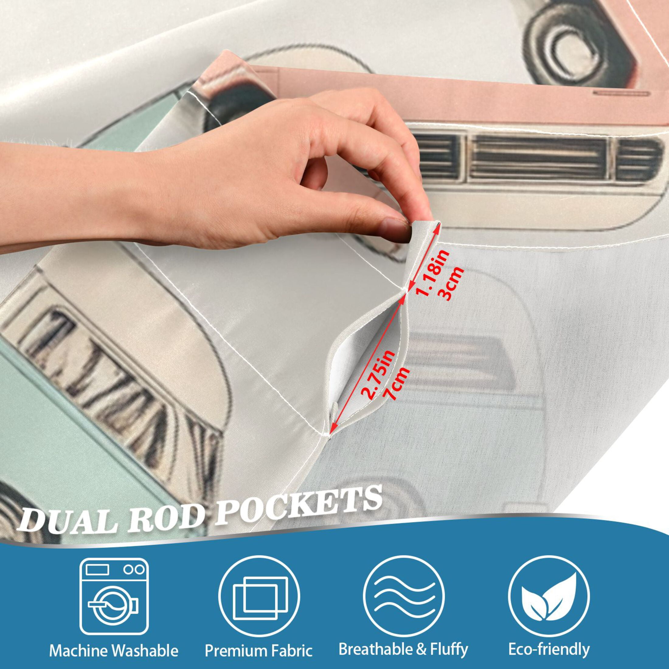 Cars 27"x36" Linen Look Cafe Curtain Set with Privacy and UV Protection