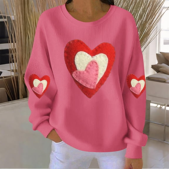Vetsdori Womens Valentine Shirts Pullover Spring Tops Crew Neck Gifts for Girlfriend, Valentine's Days Sweatshirts for Women Loose