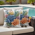 thumbnail image 2 of Outdoor Pillow Cover Succulent Floral Set of 2 Waterproof Throw Pillowcases Colorful Plant Decorative Patio Furniture Pillows for Couch Garden Indoor & Outdoor Use, 2 of 9