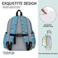 thumbnail image 5 of Excavator and Question Mark Blue Pattern Cute School Backpack with Padded Back and Adjustable Shoulder Straps 13.4"x11"x4.7", 5 of 5