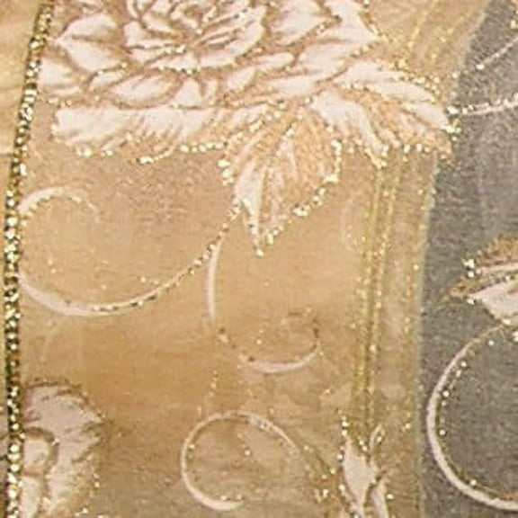 The Ribbon People Semi Sheer Ivory Lady Rose Wired Floral Craft Ribbon 3" x 20 Yards