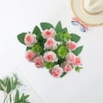 thumbnail image 4 of Washranp Artificial Rose with Realistic Green Leaves,Easy Care Non-withered Faux Silk Rose Flower Hand Bouquet Wedding Decor 5Branches 11Heads, 4 of 6