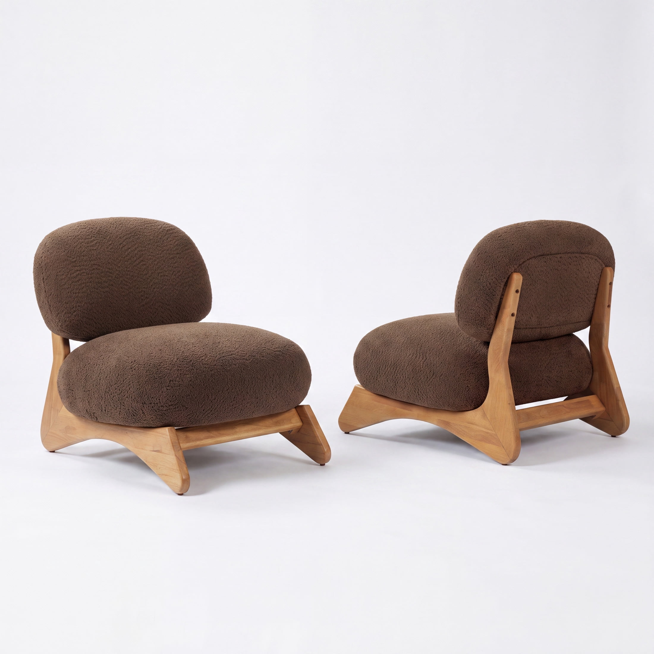 Christopher Knight Home Modern Boucle Upholstered Accent Side Chair with Solid Wood Frame, Brown, Set of 2
