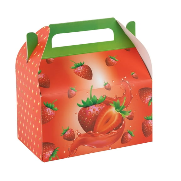 Strawberry Paper Treat Box – Birthday, Baby Shower and Holiday Party Décor 6.25x3.75x3.5 Inches 20 Pack