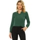 thumbnail image 1 of Blusa de Gasa Sólida Allegra K Manga Larga Oficina Mujer Verde Oscuro M, 1 of 4
