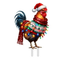 Christmas Decorations Interesting Xmas Chicken Garden Ground Stake Adornment Colorful Insert Art Xmas Outdoor Ornamentation for Yard