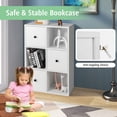 thumbnail image 6 of Floor Standing Bookcase Cabinet, 3-Tier Storage Organizer with 3 Cubes & 3 Drawers, Modern Bookshelf with Anti-toppling Device, for Office, Living Room, Study Room, White, 6 of 8