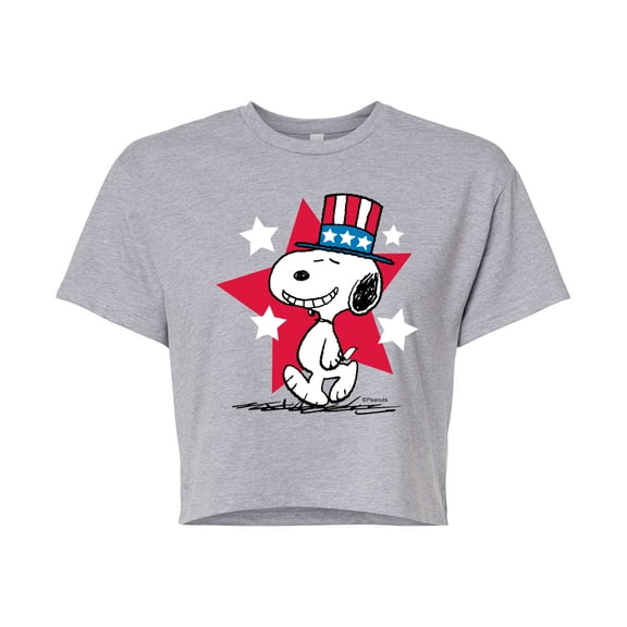Peanuts - Snoopy Americana - Juniors Cropped Graphic T-Shirt