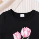 thumbnail image 4 of Conjuntos de blusas y camisas de cuello redondo y manga corta para niños, top con capucha de manga larga de color con faldas de cintura elástica, traje casual y cómodo, conjunto de poliéster para niño, 4 of 6