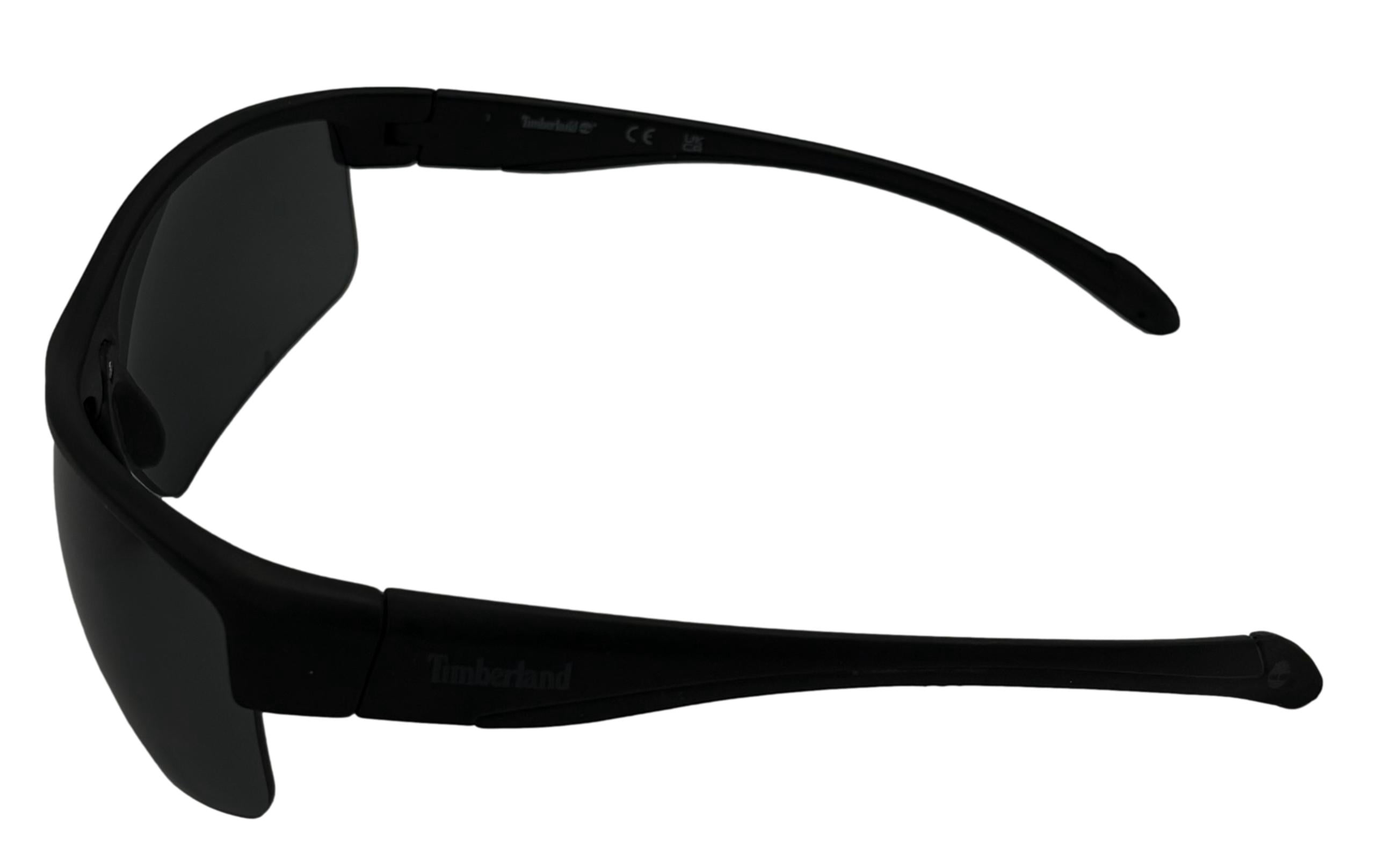 Timberland Men's Rectangle Rimless Wrap Plastic Sunglasses, Matte Black