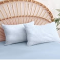 thumbnail image 6 of Blue Striped Duvet Cover Queen Size White Stripe Duvet Cover Dorm Bedding Set 3 Pieces Soft Lightweight Washed Microfiber Farmhouse Bedding Set Gifts for Women Men, 6 of 15