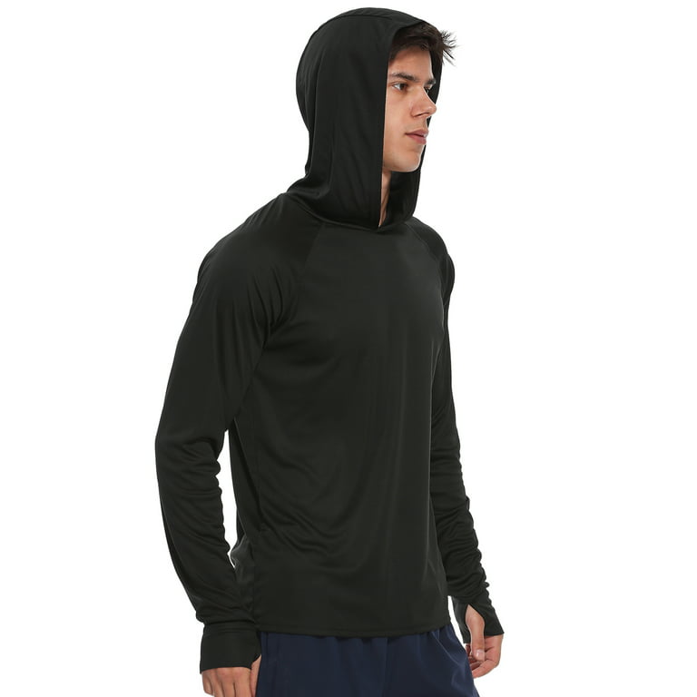 FEDTOSING Men's UPF 50+ Long Sleeve Shirts Sun Protection SPF/UV Fishing  Hoodie T-Shirts Black 