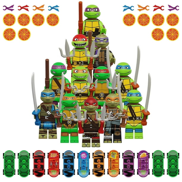 BlockVoyage 12PCS Figuras de Bloques de Construcción Ninja Héroes – Set de Mini Figuras Tortugas para Cumpleaños, Adornos de Pastel y Exhibiciones de Fans