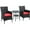 Red, variant on Outsunny 3 Pieces Wicker Patio Furniture Set, Rattan Bistro Set with Glass Top Coffee Table and Cushions, Outdoor Conversation Set for Garden, Porch, Balcony, Mixed Grey