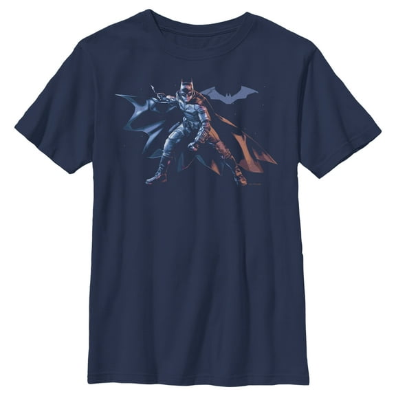 Boy's The Batman Hero Pose  Graphic Tee Navy Blue X Large