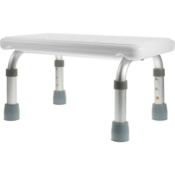 Mobestech 1Pc Universal Adjustable Shower Chair Stool with Ergonomic White Pe Seat